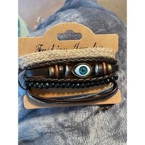 4pc Evil Eye hemp rope bracelet set adjustable NWT